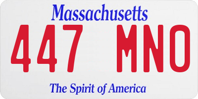 MA license plate 447MN0
