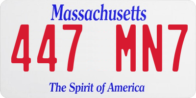 MA license plate 447MN7