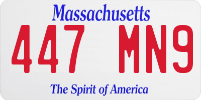 MA license plate 447MN9