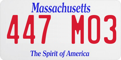 MA license plate 447MO3