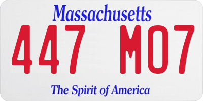 MA license plate 447MO7