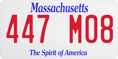 MA license plate 447MO8