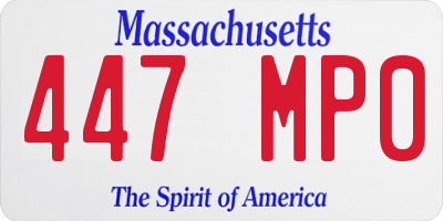 MA license plate 447MP0