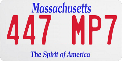 MA license plate 447MP7