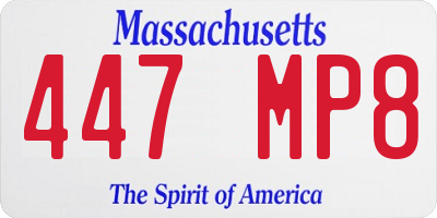 MA license plate 447MP8