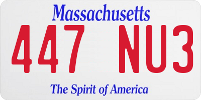MA license plate 447NU3