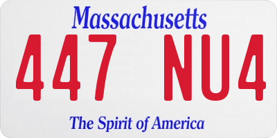 MA license plate 447NU4