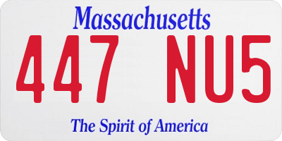 MA license plate 447NU5
