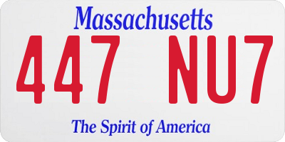 MA license plate 447NU7