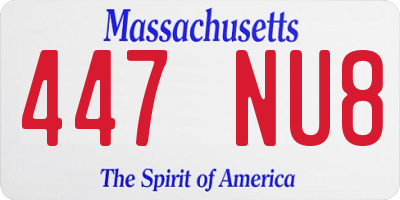 MA license plate 447NU8