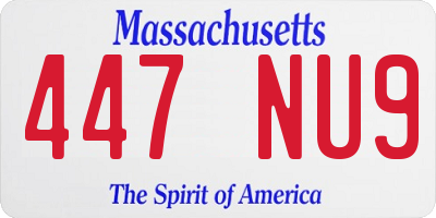 MA license plate 447NU9