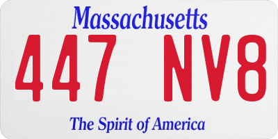 MA license plate 447NV8