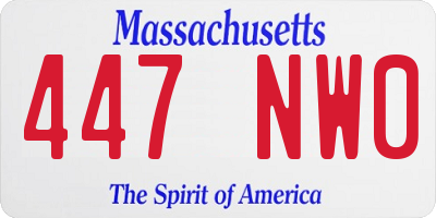 MA license plate 447NW0