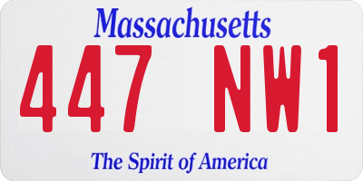 MA license plate 447NW1