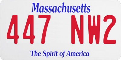 MA license plate 447NW2