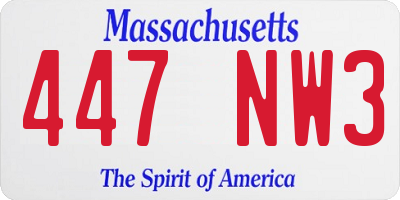 MA license plate 447NW3