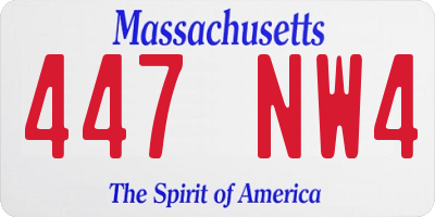 MA license plate 447NW4
