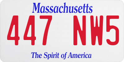 MA license plate 447NW5
