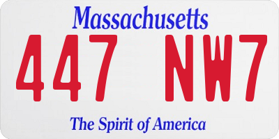 MA license plate 447NW7