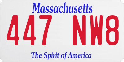 MA license plate 447NW8