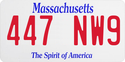 MA license plate 447NW9