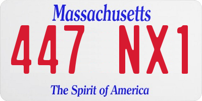 MA license plate 447NX1