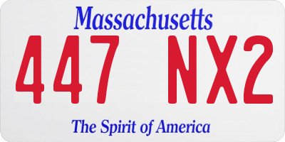 MA license plate 447NX2