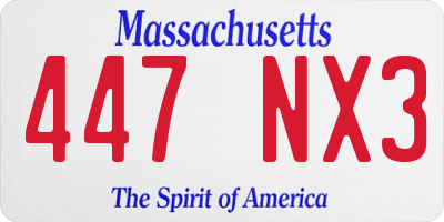 MA license plate 447NX3