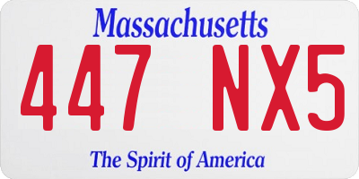 MA license plate 447NX5