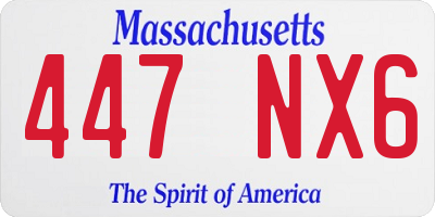MA license plate 447NX6