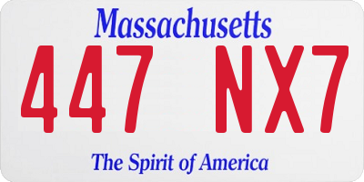 MA license plate 447NX7