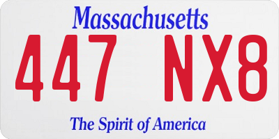 MA license plate 447NX8