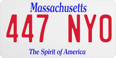 MA license plate 447NY0