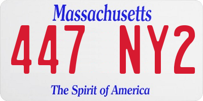MA license plate 447NY2