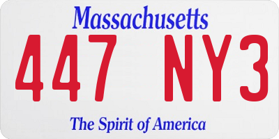 MA license plate 447NY3