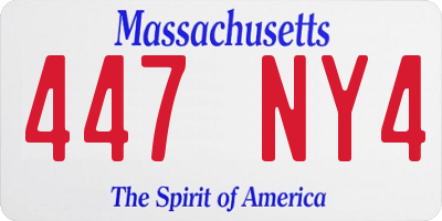 MA license plate 447NY4