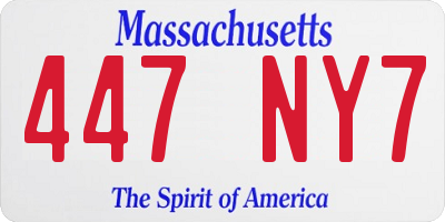 MA license plate 447NY7