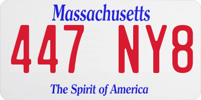 MA license plate 447NY8