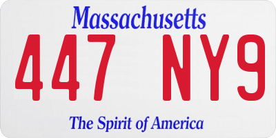 MA license plate 447NY9
