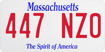 MA license plate 447NZ0