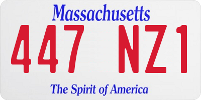 MA license plate 447NZ1
