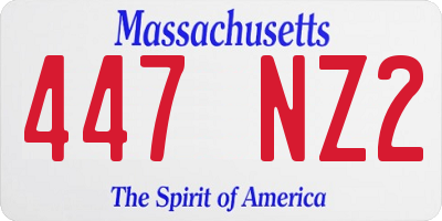 MA license plate 447NZ2