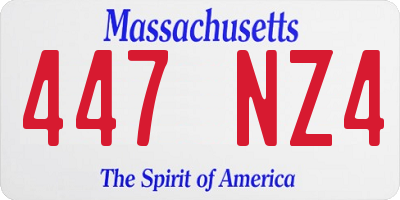 MA license plate 447NZ4