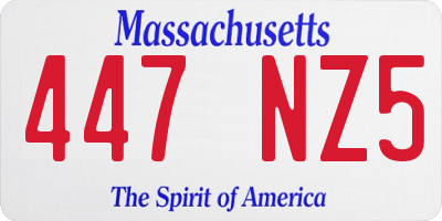 MA license plate 447NZ5