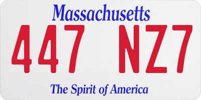 MA license plate 447NZ7