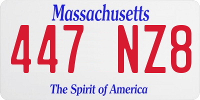 MA license plate 447NZ8