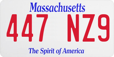 MA license plate 447NZ9