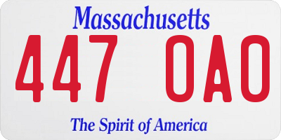 MA license plate 447OA0