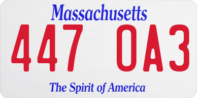 MA license plate 447OA3
