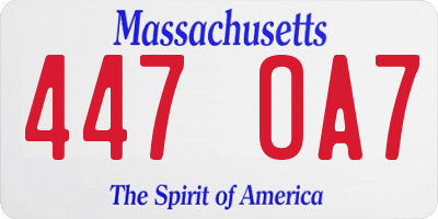 MA license plate 447OA7